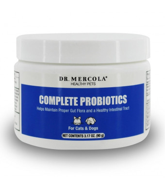 Dr. Mercola Complete Probiotics for Pets - Helps Develop A Healthy Digestive Tract - 14 Beneficial Bacterial Strains - Made In The USA - 90 Grams Probiotics Powder