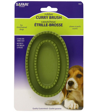 Safari Pet Products DSFW421R Rubber Dog Curry Brush, Assorted Colors