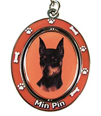 Miniature Pinscher Key Chain "Spinning Pet Key Chains"Double Sided Spinning Center With Miniature Pinschers Face Made Of Heavy Quality Metal Unique Stylish Miniature Pinscher Gifts