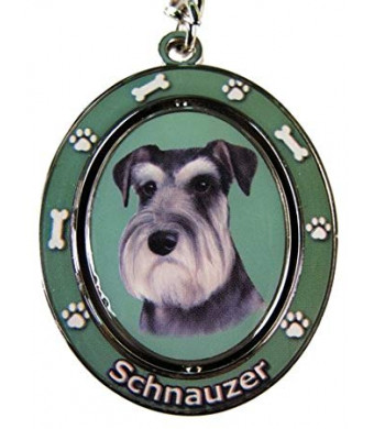 Schnauzer, Uncropped Key Chain "Spinning Pet Key Chains"Double Sided Spinning Center With Schnauzer, Uncroppeds Face Made Of Heavy Quality Metal Unique Stylish Schnauzer, Uncropped Gifts