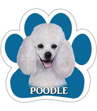 Poodle Car Magnet With Unique Paw Shaped Design Measures 5.2 by 5.2 Inches Covered In UV Gloss For Weather Protection