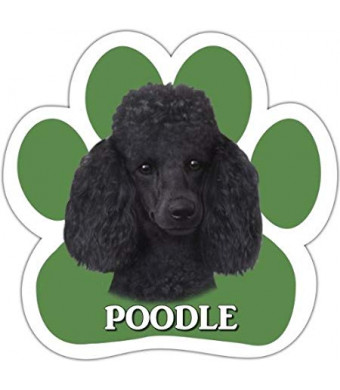 Poodle, Black Car Magnet With Unique Paw Shaped Design Measures 5.2 by 5.2 Inches Covered In UV Gloss For Weather Protection
