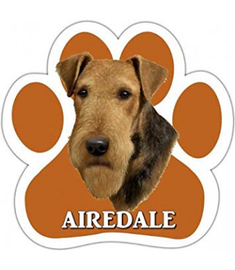 Airedale Car Magnet With Unique Paw Shaped Design Measures 5.2 by 5.2 Inches Covered In UV Gloss For Weather Protection