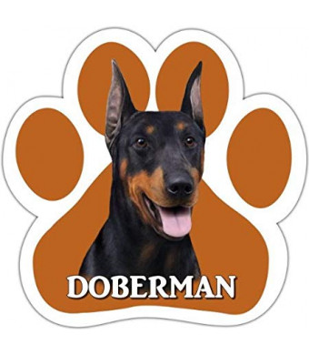 Doberman Car Magnet With Unique Paw Shaped Design Measures 5.2 by 5.2 Inches Covered In UV Gloss For Weather Protection