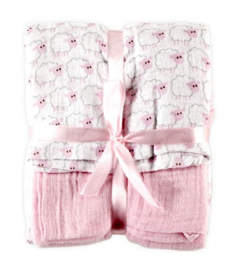 Hudson Baby Muslin Swaddle Blankets, 2 Pack, Pink
