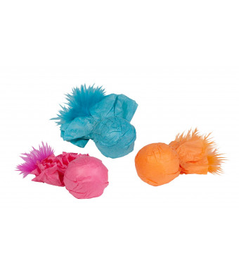 Boss Pet Chomper Kylie's Brites 3-Piece Paper Ball Rattlers Toy with Feather for Pets