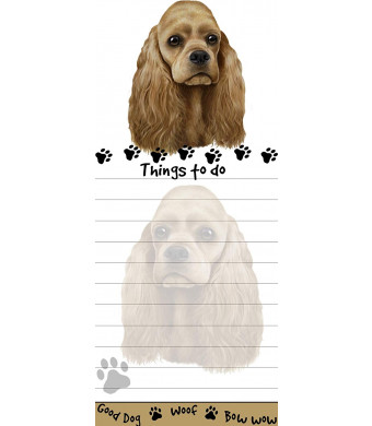 "Cocker Spaniel Magnetic List Pads" Uniquely Shaped Sticky Notepad Measures 8.5 by 3.5 Inches