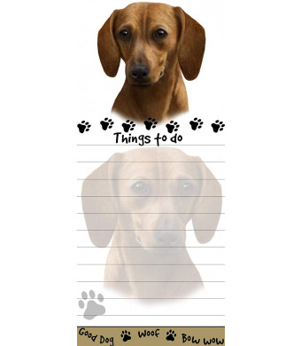 "Dachshund Magnetic List Pads" Uniquely Shaped Sticky Notepad Measures 8.5 by 3.5 Inches