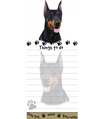 "Doberman Magnetic List Pads" Uniquely Shaped Sticky Notepad Measures 8.5 by 3.5 Inches
