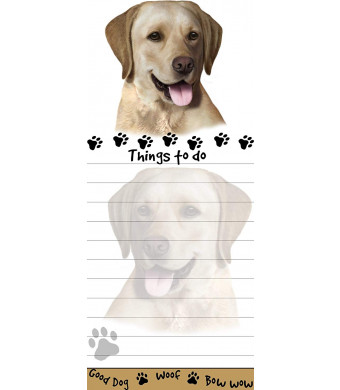 "Yellow Labrador Magnetic List Pads" Uniquely Shaped Sticky Notepad Measures 8.5 by 3.5 Inches