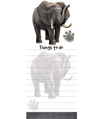 "Elephant Magnetic List Pads" Uniquely Shaped Sticky Notepad Measures 8.5 by 3.5 Inches