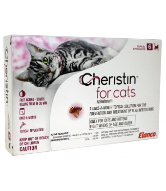 Elanco Animal Health Cheristin for Cats Topical Flea Treatment and Prevention  6 Monthly Doses - 33385