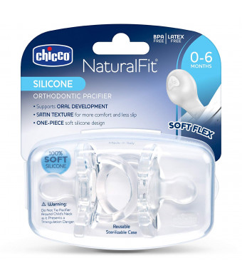 Chicco NaturalFit Pacifier Clear Soft Silicone 0-6M (2 pcs)