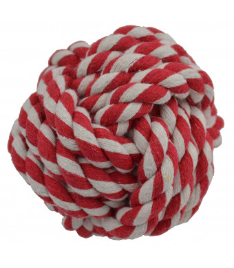 Amazing Pet Products Rope Dog Toy, 3.75-Inch Rope Ball, Red