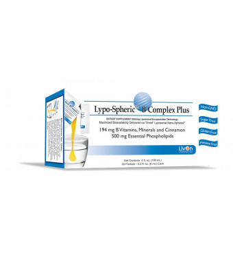 Lypo-Spheric B Complex Plus - 30 Packets | 194 milligrams B Vitamins, Minerals and Cinnamon Per Packet | Liposome Encapsulated for Maximum Bioavailability | Non-GMO Essential Phospholipids