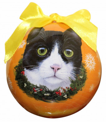 Black and White Cat Christmas Ornament Shatter Proof Ball Easy To Personalize A Perfect Gift For Cat Lovers