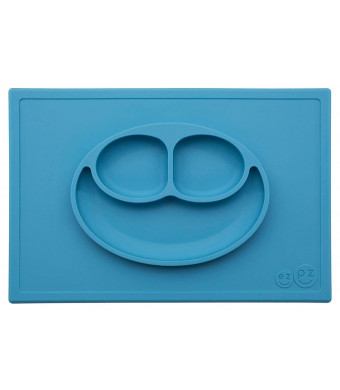 ezpz Happy Mat - One-piece silicone placemat + plate (Blue)
