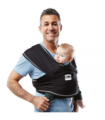 Baby K'tan Active Baby Wrap Carrier, Infant and Child Sling - Black S (Women's Dress Size 6-8 / Men's Jacket Size 37-38) Newborn up to 35 lbs. Best for Babywearing