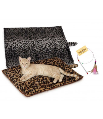 Quality Thermal Cat Mat + Free Cat Toy, Cozy Self Heating Warming Kitty Bed, Reversible Washable Pad, No Electricity Colors: Beige or Grey Quantity: 1, 2, 3, or 4 Mats