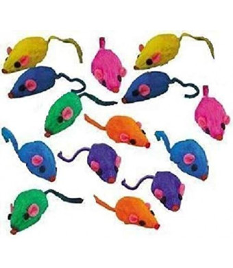 10 Rainbow Mice Cat Toys with Real Rabbit Fur That Rattle by Zanies