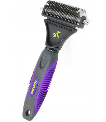 Hertzko Pet Dematting Comb Suitable for Dogs and Cats - Removes Loose Undercoat, Mats and Tangled Hair- Great Tool for Brushing and Deshedding.