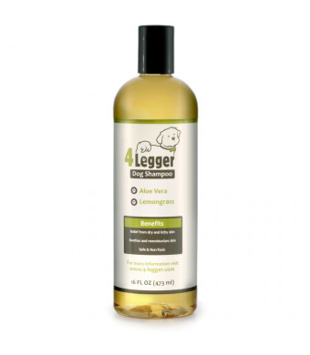 4-Legger Certified Organic Dog Shampoo - All Natural and Hypoallergenic with Aloe and Lemongrass, Soothing for Normal, Dry, Itchy or Allergy Sensitive Skin - Biodegradable - Made in USA - 16 oz