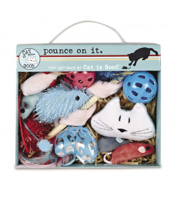 Cat Is Good 12-Piece Pounce Toy Gift Box  Pounce on It Assorted Toys Keep Cats and Kittens Entertained Safely