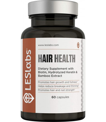 LES Labs Hair Health, Natural Supplement for Faster Hair Growth and Improved Strength and Fullness, 60 Capsules