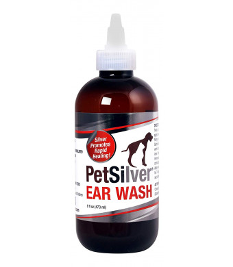 PetSilver Ear Wash (8oz) with Chelated Silver. Kills 99.9% of Bacteria