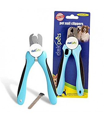 DakPets Dog Nail Clippers and Trimmer - Razor Sharp Blades, Safety Guard to Avoid Overcutting, Free Nail File - Start Professional and Safe Pet Grooming at Home