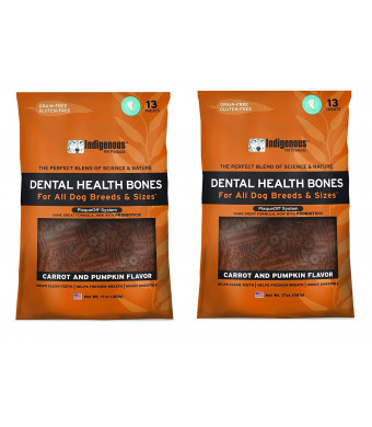(2 Pack) Indigenous Dental Health Bones Carrot and Pumpkin Flavor - 17 Ounces each