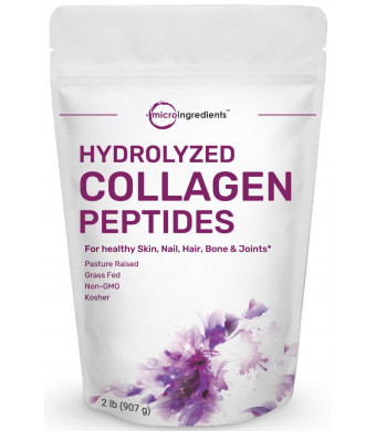 Pure Collagen Peptides Powder, 2 Pounds (32 Ounce) Grass-Fed, Pasture-Raised, Supports Vitality of Skin, Hair, Nail, Cartilage, Bones and Joints. Non-GMO and Gluten-Free.