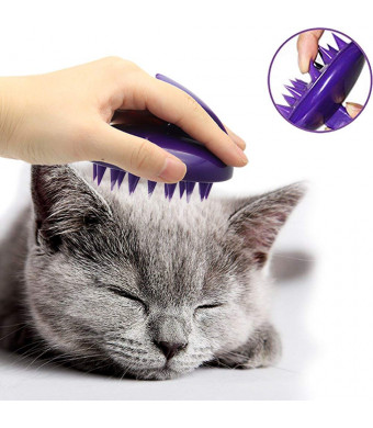 CELEMOON Ultra-Soft Silicone Washable Cat Grooming Shedding Massage/Bath Brush - Safe and No Scratching Any More