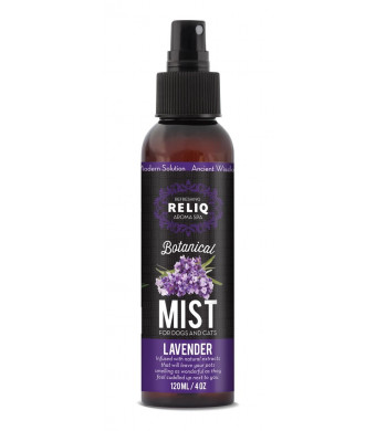 RELIQ Aroma SPA Lavender Botanical Mist cologne for Dogs and Cats. Spray on the coat after bath to give your dog a clean and fresh smell. Infused with natural extracts, calming and comforting dog and cat.