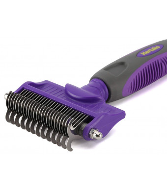 Hertzko Dematting Comb with Double Sided Professional Rake Suitable for Dogs and Cats - Removes Loose Undercoat, Tangles, Mats and Knots - Great Grooming Tool for Brushing and Deshedding