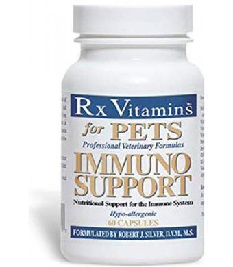 Rx Vitamins for Pets Immuno Support for Dogs and Cats - Immune System Support - Help Brain Function Bones Muscles Stress and Aging - 60 Capsules