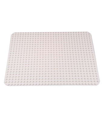 Classic Big Briks Baseplate 15" x 10.5" Large Building Brick Baseplate by Strictly Briks | 100% Compatible with All Major Brands | Large Pegs for Toddlers | Single White Flat Bottom Base Plate