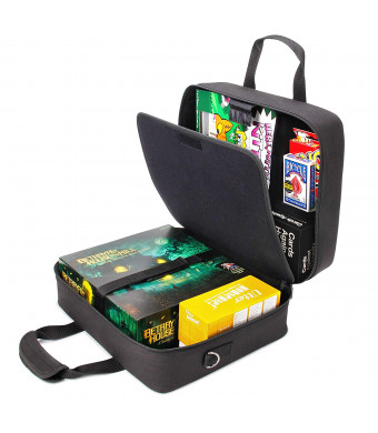 USA Gear Board Game Carrying Case Bag with Custom Storage Compartments and Padded Shoulder Strap - Store Your Favorite Games Like Settlers of Catan, Risk, Cards Against Humanity and More
