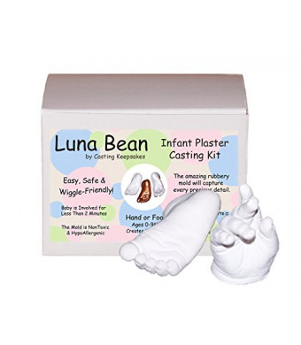 Luna Bean Infant Plaster Statue Casting Keepsake Kit - Cast Baby Hand and Foot (0-9M) (Clear Glaze)