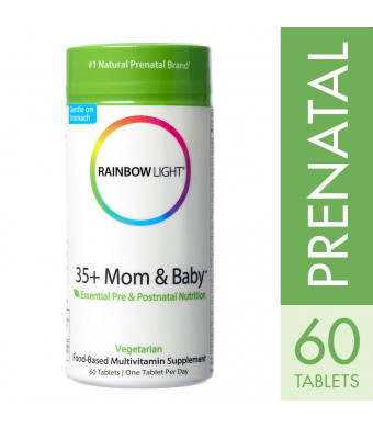 Rainbow Light - 35+ Mom and Baby, Daily Pre and Postnatal Food-Based Multivitamin to Support Fetal Development and a Healthy Pregnancy with Folate, Choline and B Vitamins, Vegetarian, 60 Tablets