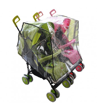 Aligle Twin stroller raincoat Universal Size Side By Side Stroller Weather Shield, Baby Rain Cover/Wind Shield