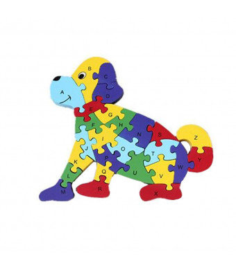 HIPGCC Wooden Blocks Jigsaw Puzzles Winding Dog Toys Letter and Numbers Puzzles Preschool Educational Toys for Toddlers Kids Children Boys Girls, Toys for Age 3 4 5 Year Old and Up