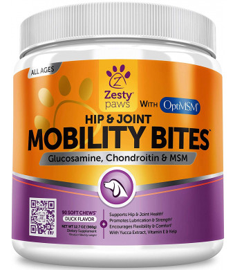 Glucosamine for Dogs - Hip and Joint Supplement for Dog Arthritis Pain Relief - With Chondroitin and MSM - Advanced Daily Natural Mobility Pet Soft Chews for Joints - All Canine Breeds and Sizes - 90 Count