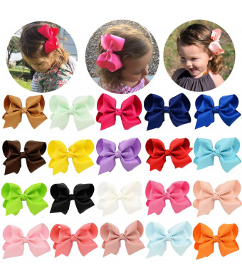 20 Pcs 4.5 Inch Baby Girls Toddler Hair Bows With Alligator Clip Grosgrain Barrettes Bundles Accessories for Infant