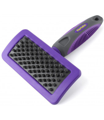 Hertzko Pet Bath Massage Brush Great Grooming Tool for Shampooing and Massaging Dogs and Cats with Short or Long Hair - Soft Rubber Bristles Gently Removes Loose and Shed Fur from Your Pet's Coat