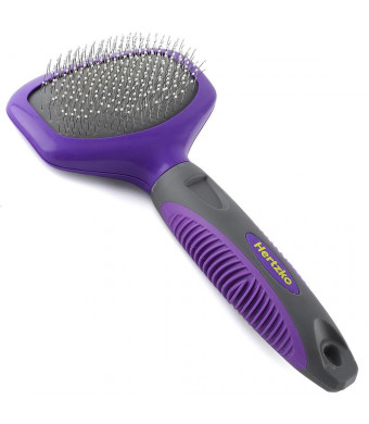 Hertzko Pin Brush for Dogs and Cats with Long or Short Hair  Great for Detangling and Removing Loose Undercoat or Shed Fur  Ideal for Everyday Brushing