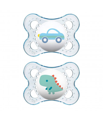 MAM Pacifiers, Baby Pacifier 0-6 Months, Best Pacifier for Breastfed Babies, Clear' Design Collection, Boy, 2-Count