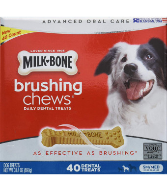 Milk Bone Brushing Chews (Small/Medium) 40 Dental Treats 31.4Oz By Milk-Bone