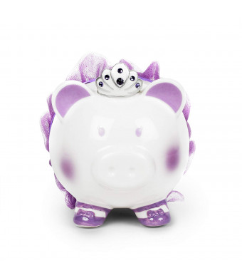 FAB Starpoint Swarovski with Crown Princess Porcelain Piggy Bank for Kids (Purple)