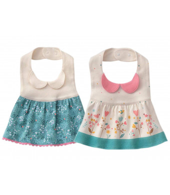 GZMM Baby Girl's Waterproof Dress Bibs With Adjustable Snaps 3-24 Months